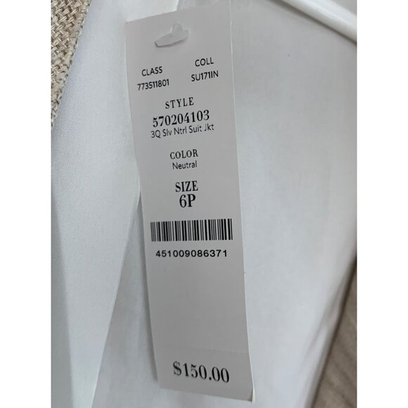 White House Black Market Womens 3Q Sleeve Natural Suit Jacket Size 6P 7817 - Picture 3 of 11